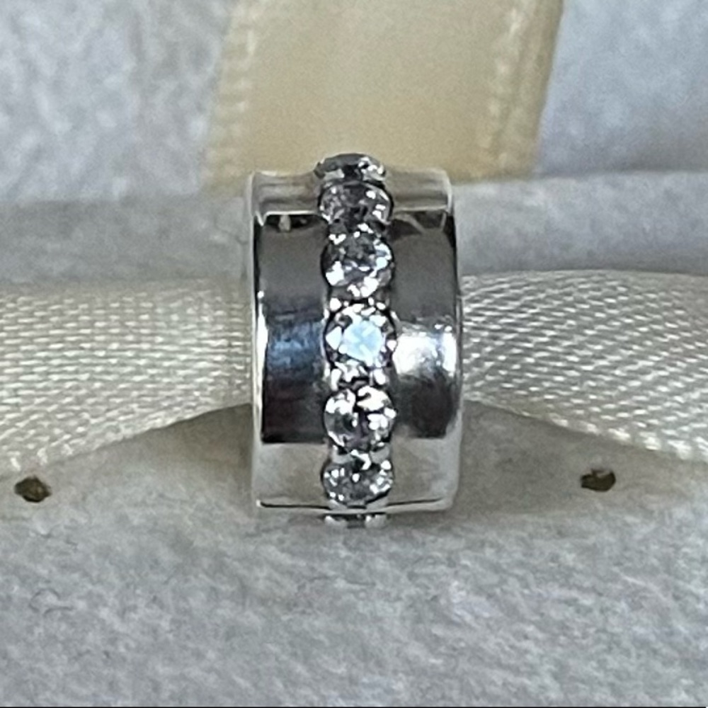 Pandora Sterling Silver 925 & Clear CZ Sparkling Row Clip Charm